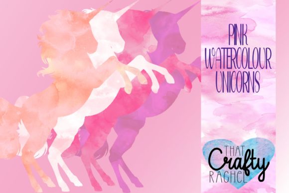 20 Pink Watercolour Patterned Unicorns