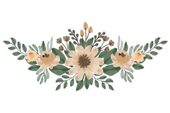 Arrangement of Brown Watercolor Floral Illustrations