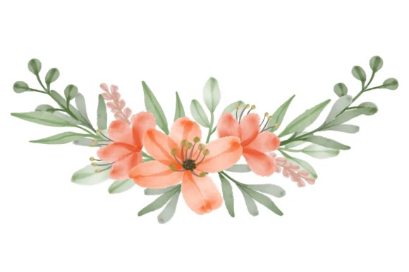 Arrangement of Orange Watercolor Floral Illustrations