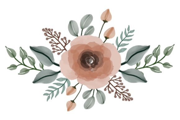 Arrangement of Peach Watercolor Floral Illustrations