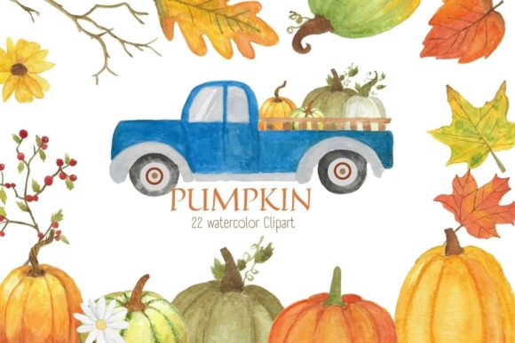 Autumn Pumpkin Watercolor Illustrations