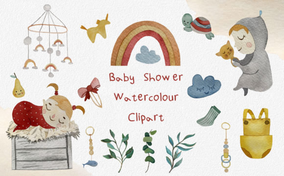Baby Shower Watercolor Illustrations