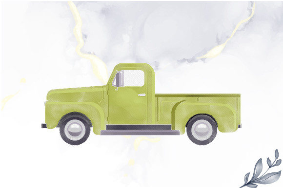Beautiful Watercolor Vintage Old Truck