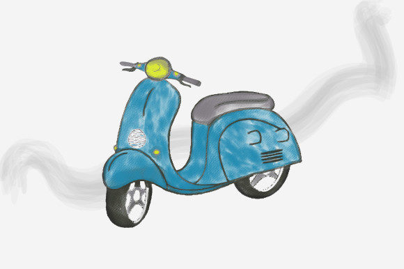 Beautiful Watercolor Vintage Scooter Illustrations
