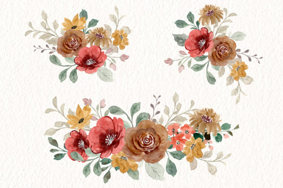 Digital Clipart Watercolor Flower Part55 Illustrations