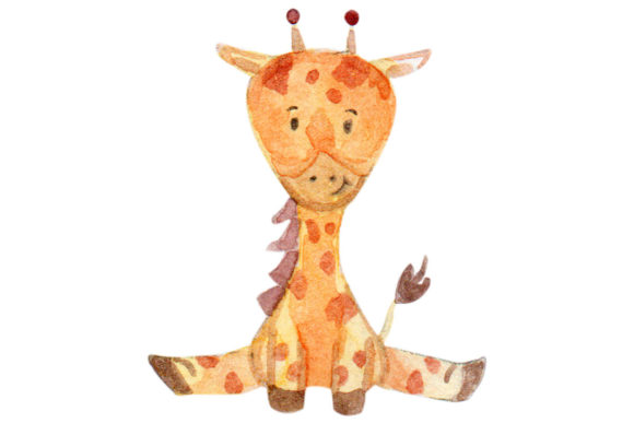 Giraffe Animal Watercolor Woodland PNG
