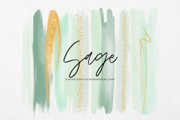 Green Watercolour Brush Stroke Illustrations