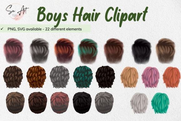 Hairstyles Clipart for Boy Watercolor Illustrations