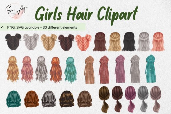 Hairstyles Clipart for Girl Watercolor