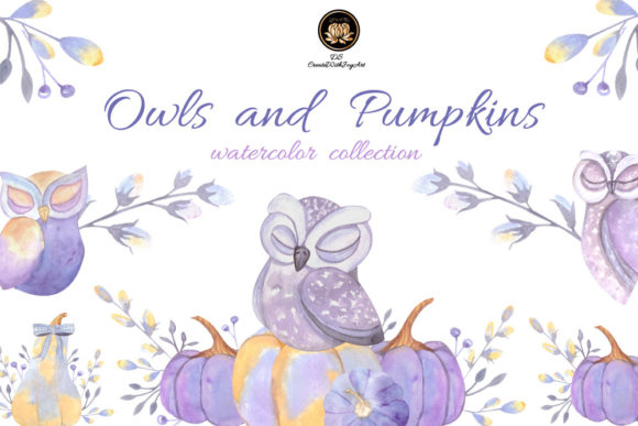 Owl and Pumpkin Watercolor Collection