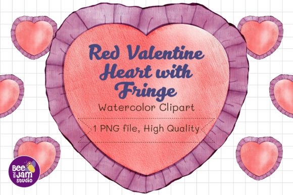 Red Valentine Heart Watercolor Illustrations