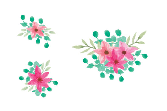 Set Flowers Arrangement Watercolor: Fresh Illustrations