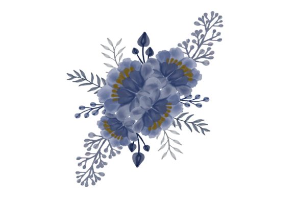 Set of Purple Roses Watercolor Bouquet and Illustrations
