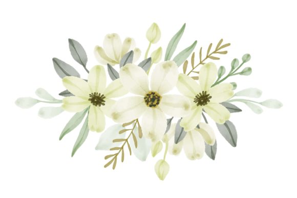 Set of Soft Yellow Watercolor Floral Illustrations