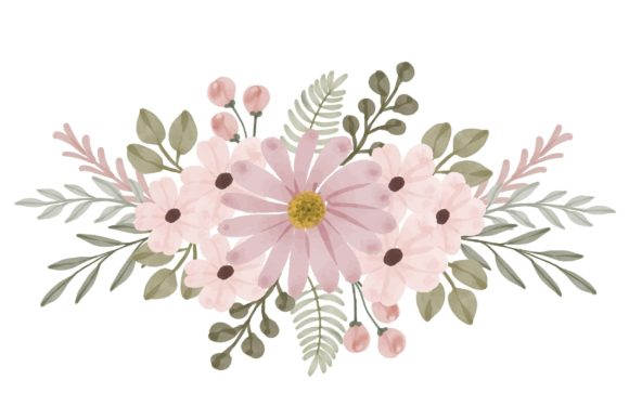Soft Pink Floral Watercolor Arrangement Illustrations