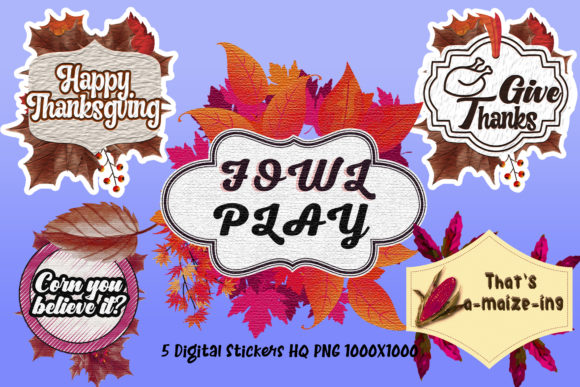 Thanksgiving Digital Stickers Watercolor Illustrations