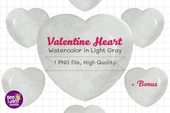 Valentine Heart Watercolor in Light Grey Illustrations