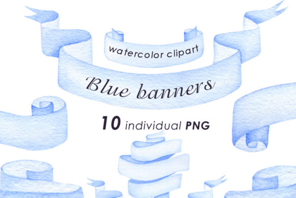Watercolor Blue Banners