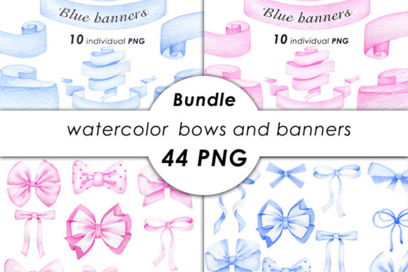 Watercolor Bows Illustrations