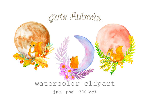 Watercolor Clipart Gute Animals Png Jpg Illustrations