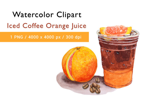 Watercolor Coffee Orange Juice Clipart and Illustrations