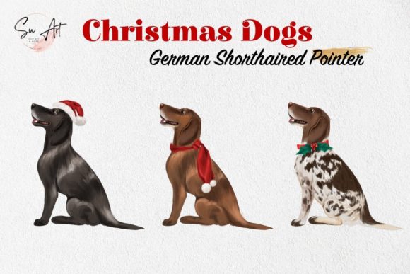 Watercolor English Pointer Dog Illustrations