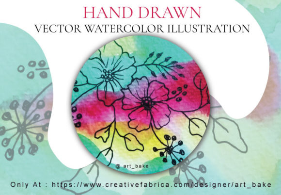 Watercolor Floral Design for Card and Illustrations
