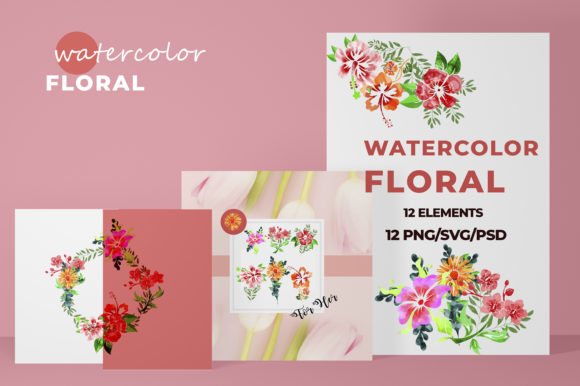 Watercolor Flowers Leaves Beautiful Rose Illustrations