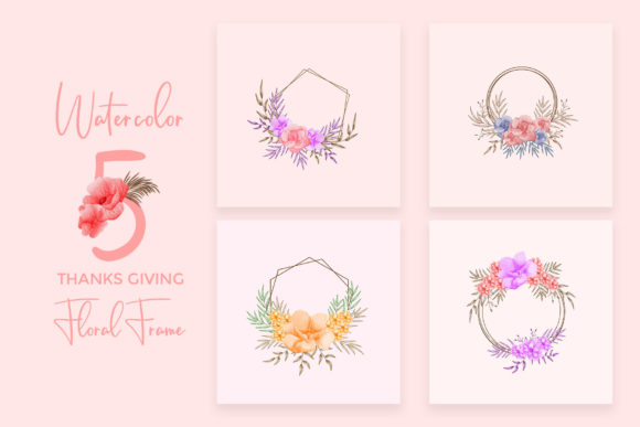 Watercolor Greeting Card Floral Bundle and Illustrations