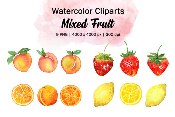 Watercolor Mixed Fruit Cliparts and Illustrations