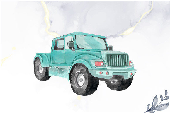 Watercolor Monster Truck Design Illustrations