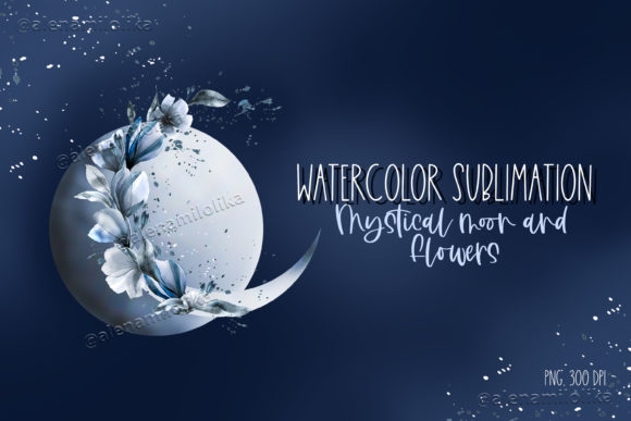 Watercolor Moon Phase Frame with Flowers