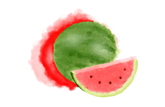 Watercolor Painting Fruit Watermelon