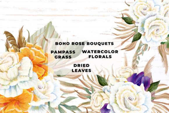 Watercolor Pampas Grass Bouquets Illustrations