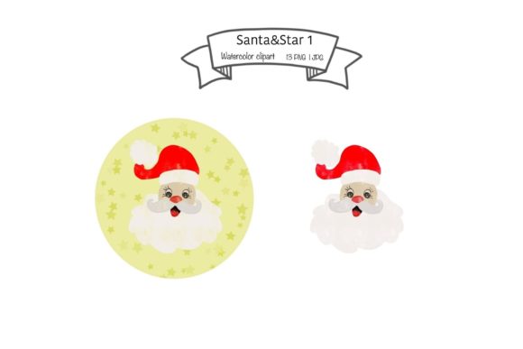 Watercolor Santa Star Set 1 Illustrations