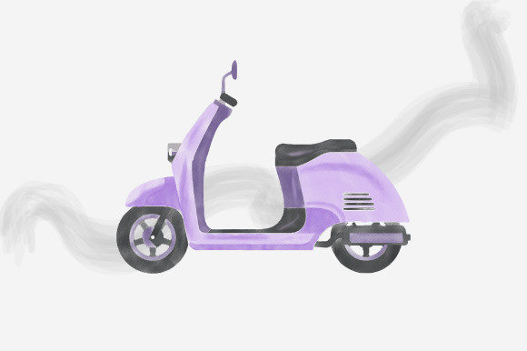 Watercolor Scooter Design Illustrations