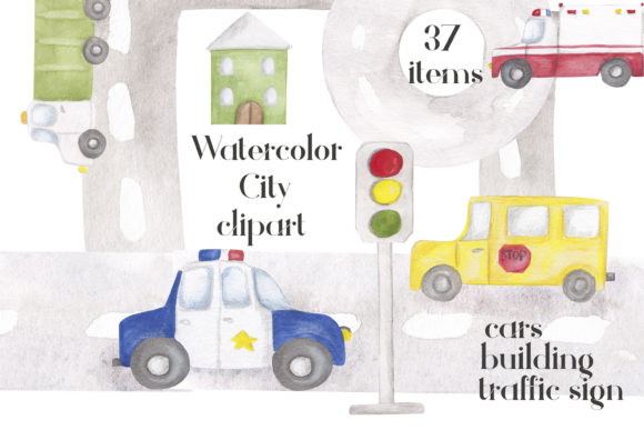 Watercolor Transport Clipart, Cars Png Illustrations