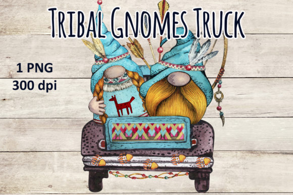 Watercolor Tribal Gnome Truck Car Png