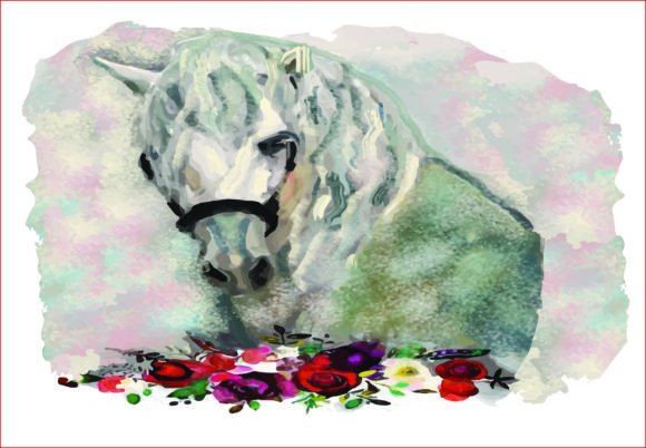 Watercolor White Horse PNG, Clipart